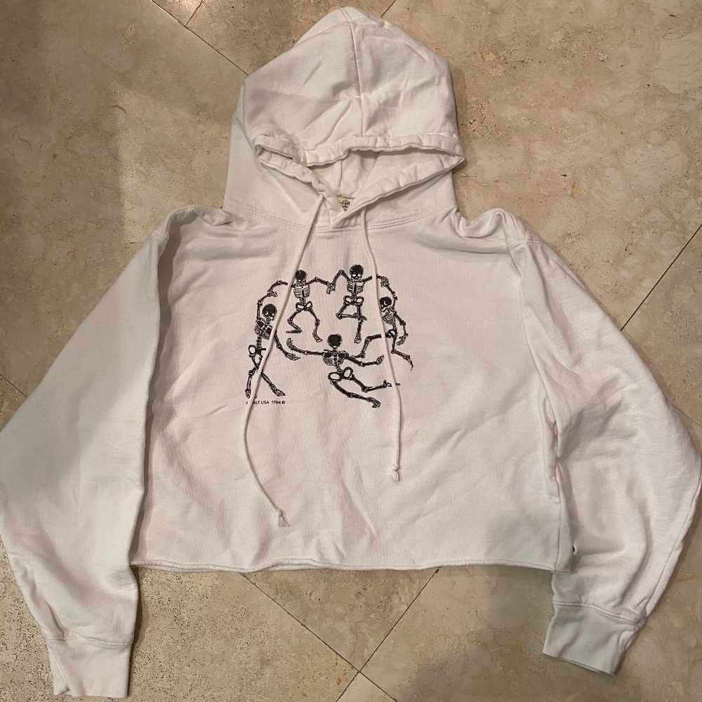 Brandy Melville Dancing Skeleton Cropped Hoodie